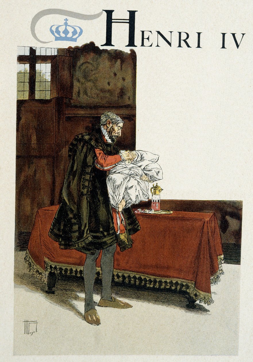 Narození Jindřicha IV. (1553-1610), jeho děd (Henri d
