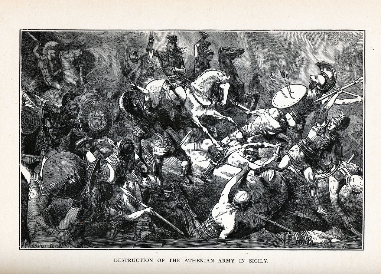 Zničení athénské armády na Sicílii, 1882 od Hermann Vogel