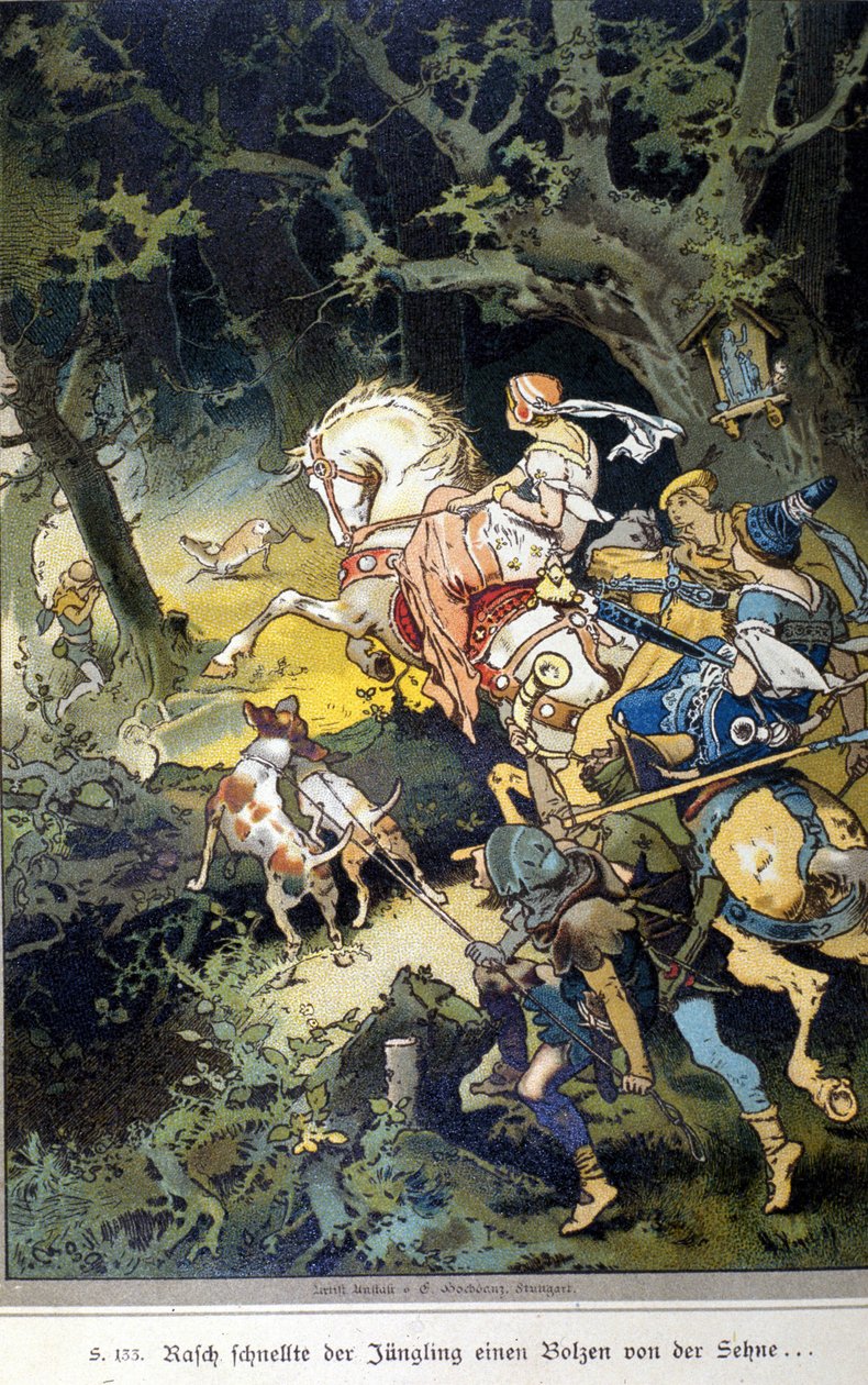 Ilustrace Vogela k příběhu bratří Jacoba (1785-1863) a Wilhelma (1786-1859) Grimmů od Hermann Vogel