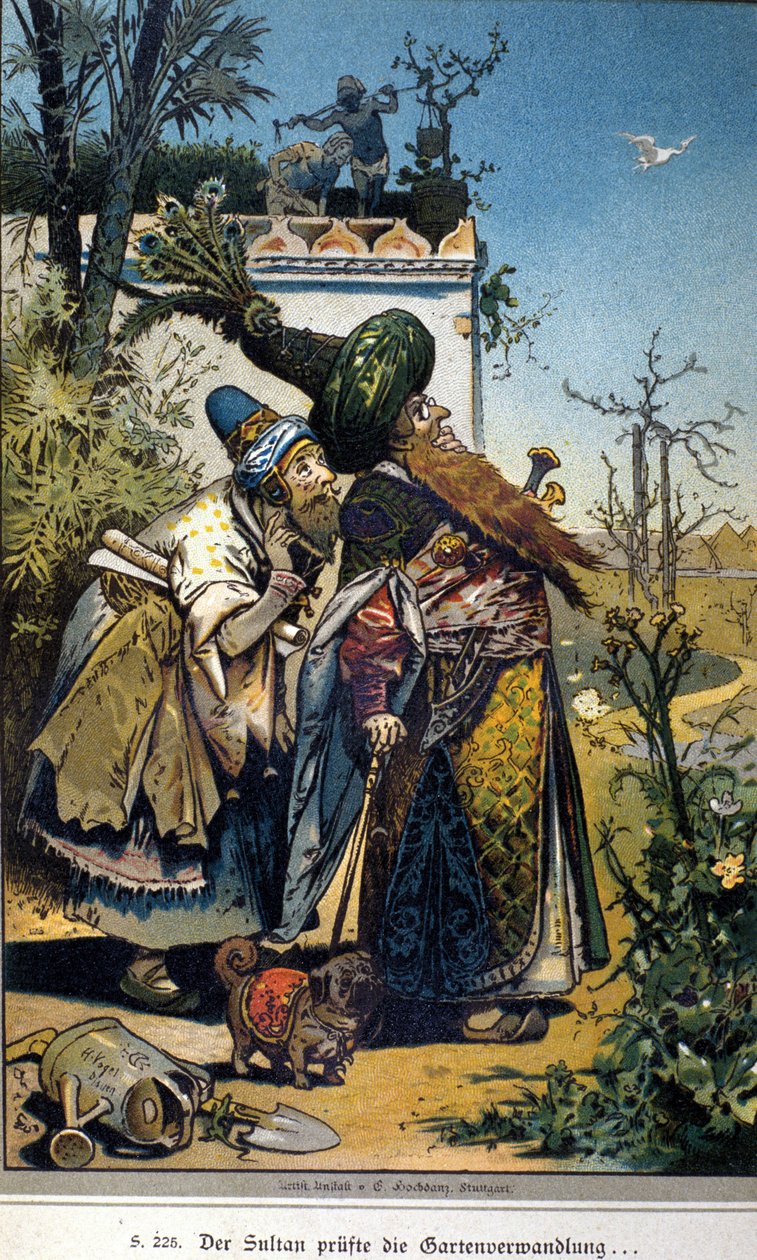 Ilustrace Vogela k příběhu bratrů Jacoba (1785-1863) a Wilhelma (1786-1859) Grimm: „Starý sultán“ od Hermann Vogel