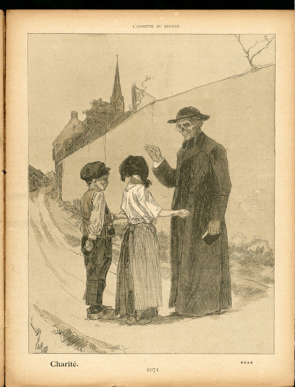 Máslový talíř, číslo 64, satirický, černobíle od Hermann Vogel