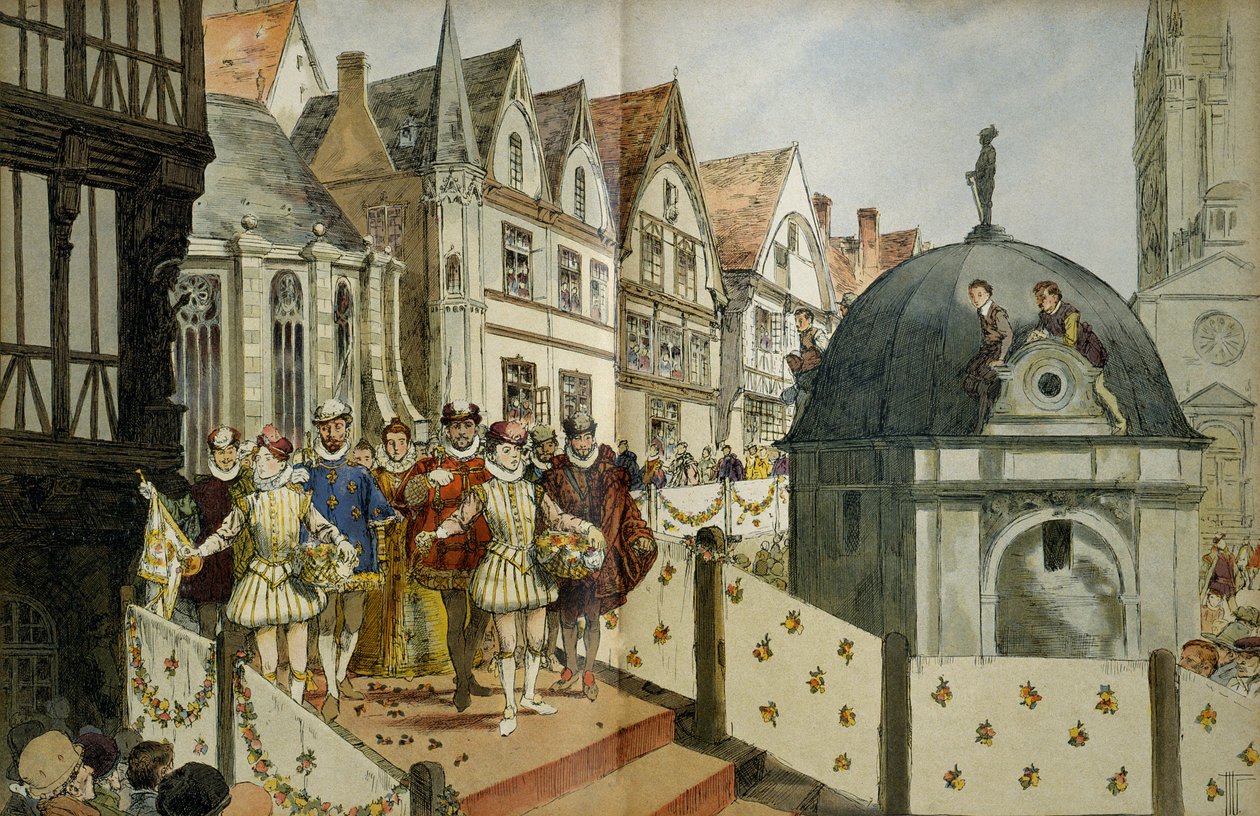 Královský průvod v ulicích Paříže u příležitosti svatby, 18. srpna od Hermann Vogel