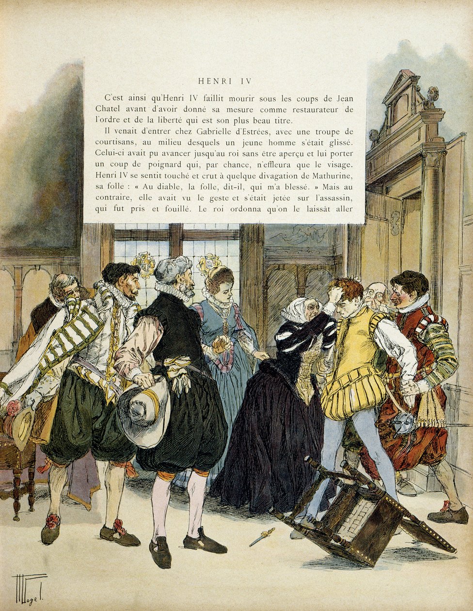 Útok Jeana Chatela (1575-1594) dne 27. prosince 1594, který vstoupil do hotelu Gabrielle d