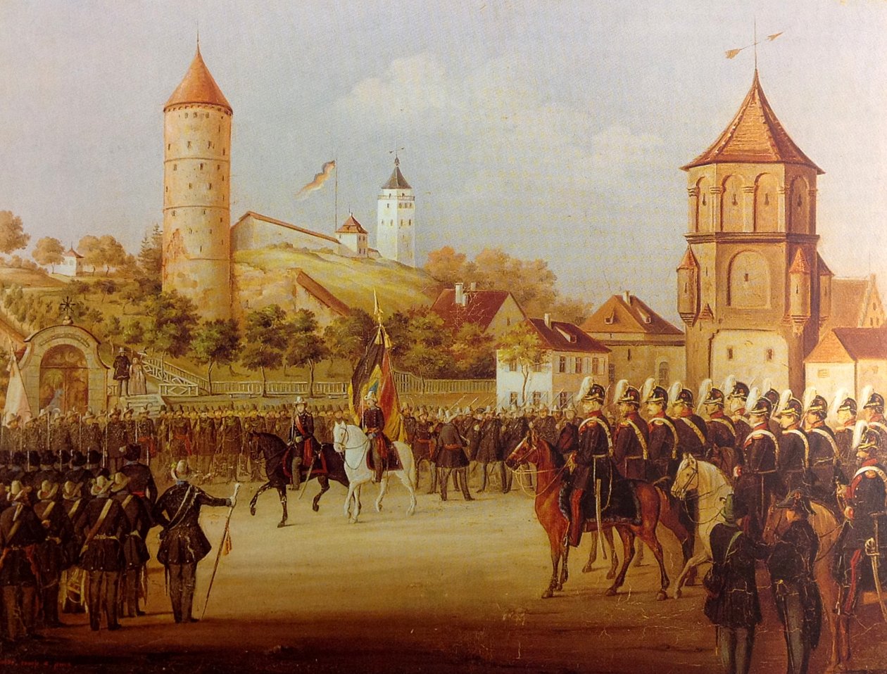 Hermann Volz Průvod biberachské domobrany na Riedlinger Tor 1849 od Hermann Volz