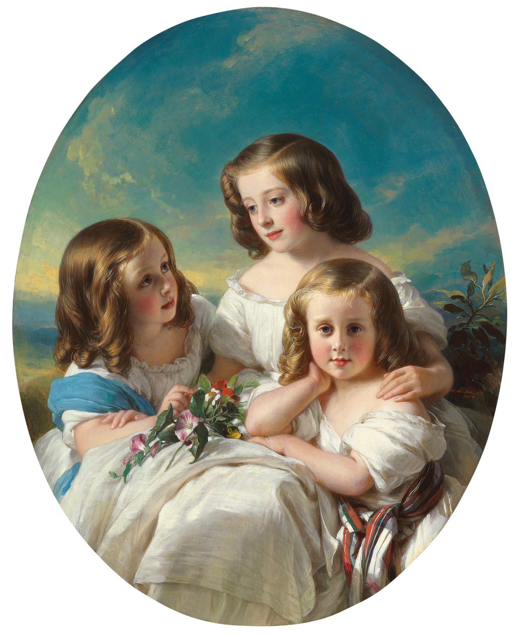 Tři mladé dívky z rodiny Chateaubourg, 1850 od Hermann Winterhalter