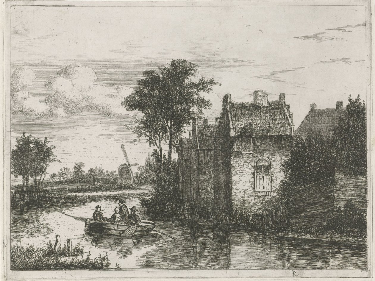 Loď se čtyřmi pasažéry od Hermanus Jan Hendrik van Rijkelijkhuysen