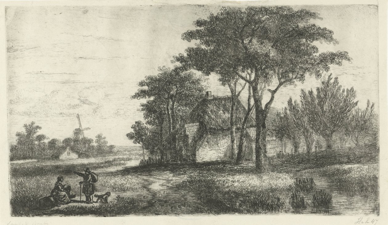 Krajina s turistou od Hermanus Jan Hendrik van Rijkelijkhuysen