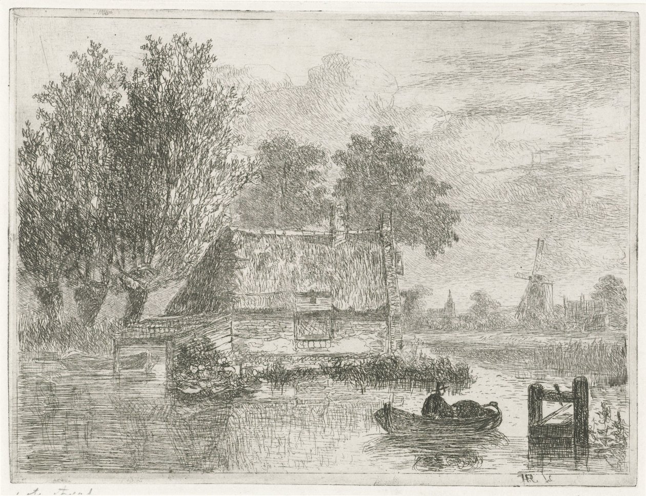 Muž s barelem v lodi od Hermanus Jan Hendrik van Rijkelijkhuysen