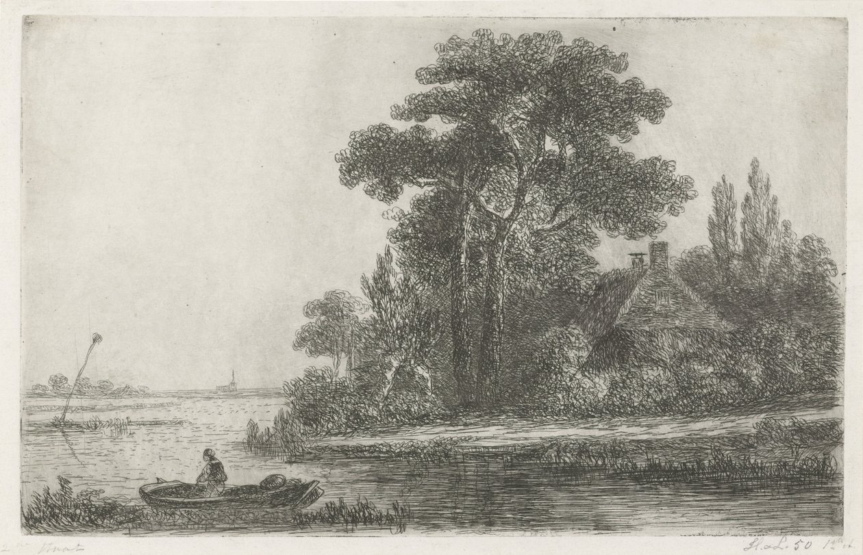 Říční krajina s majákem od Hermanus Jan Hendrik van Rijkelijkhuysen