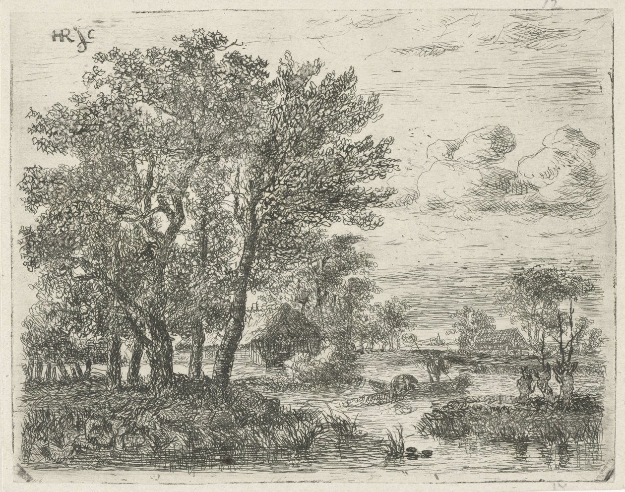 Rybáři ve člunu od Hermanus Jan Hendrik van Rijkelijkhuysen