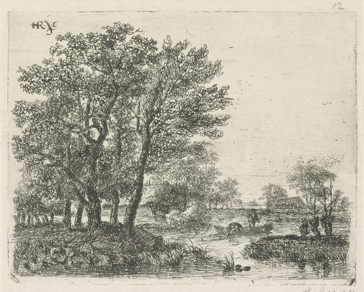 Rybáři ve člunu od Hermanus Jan Hendrik van Rijkelijkhuysen