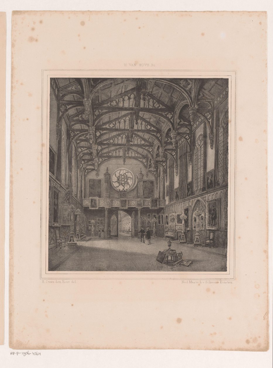 Interiér gotický sál v paláci Kneuterdijk od Hermanus Johannes van den Hout