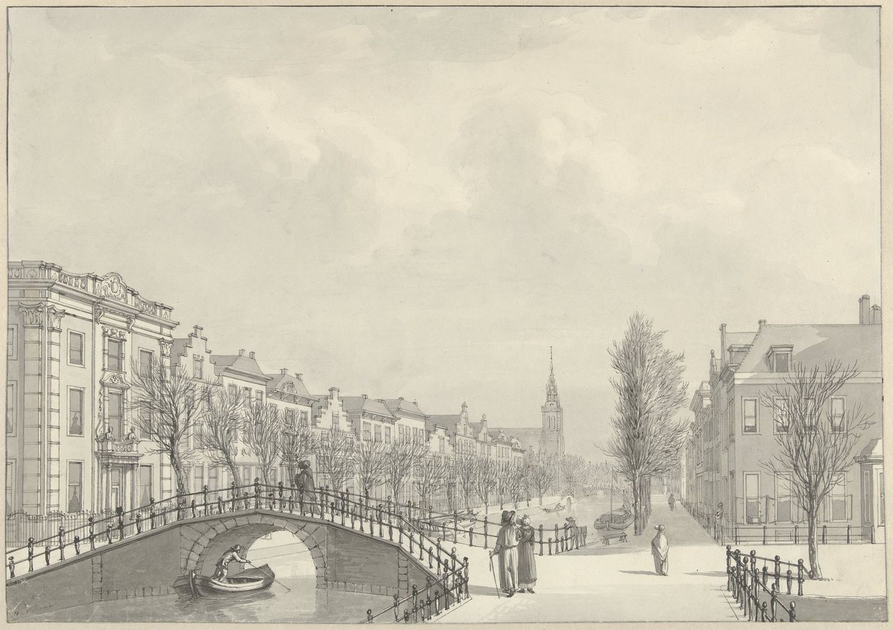 Pohled na Rapenburg v Leidenu z Nieuwsteegbrug, 1807 od Hermanus Numan (signed by artist)