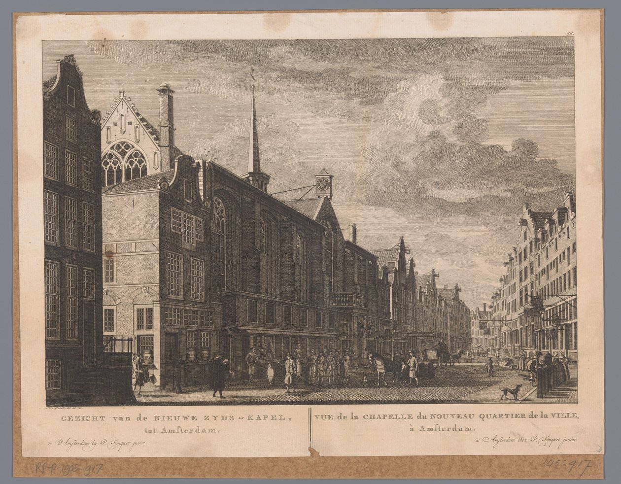 Pohled na Heilige Stede (Nieuwezijds Kapel) v Amsterdamu Pohled na kapli New Zyds, do Amsterdamu / Vue de la Chapelle du Nouveau Quartier de la Ville, à Amsterdam (název na objektu) Atlas of Fouquet (název série) od Hermanus Petrus Schouten (possibly)