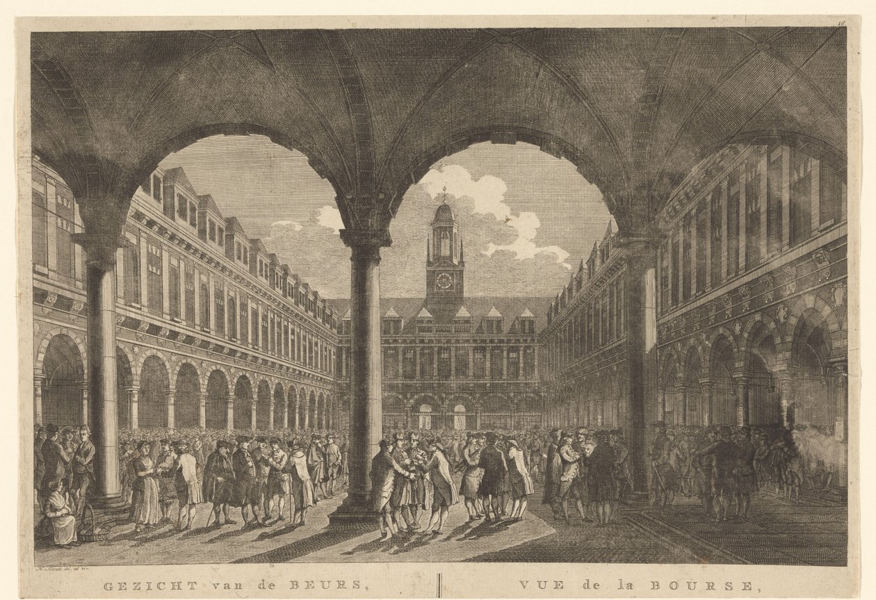Pohled na nádvoří Beurs van Hendrick de Keyser Pohled na burzu v Amsterdamu / Vue de la Bourse, à Amsterdam (název na objektu) od Hermanus Petrus Schouten (possibly)