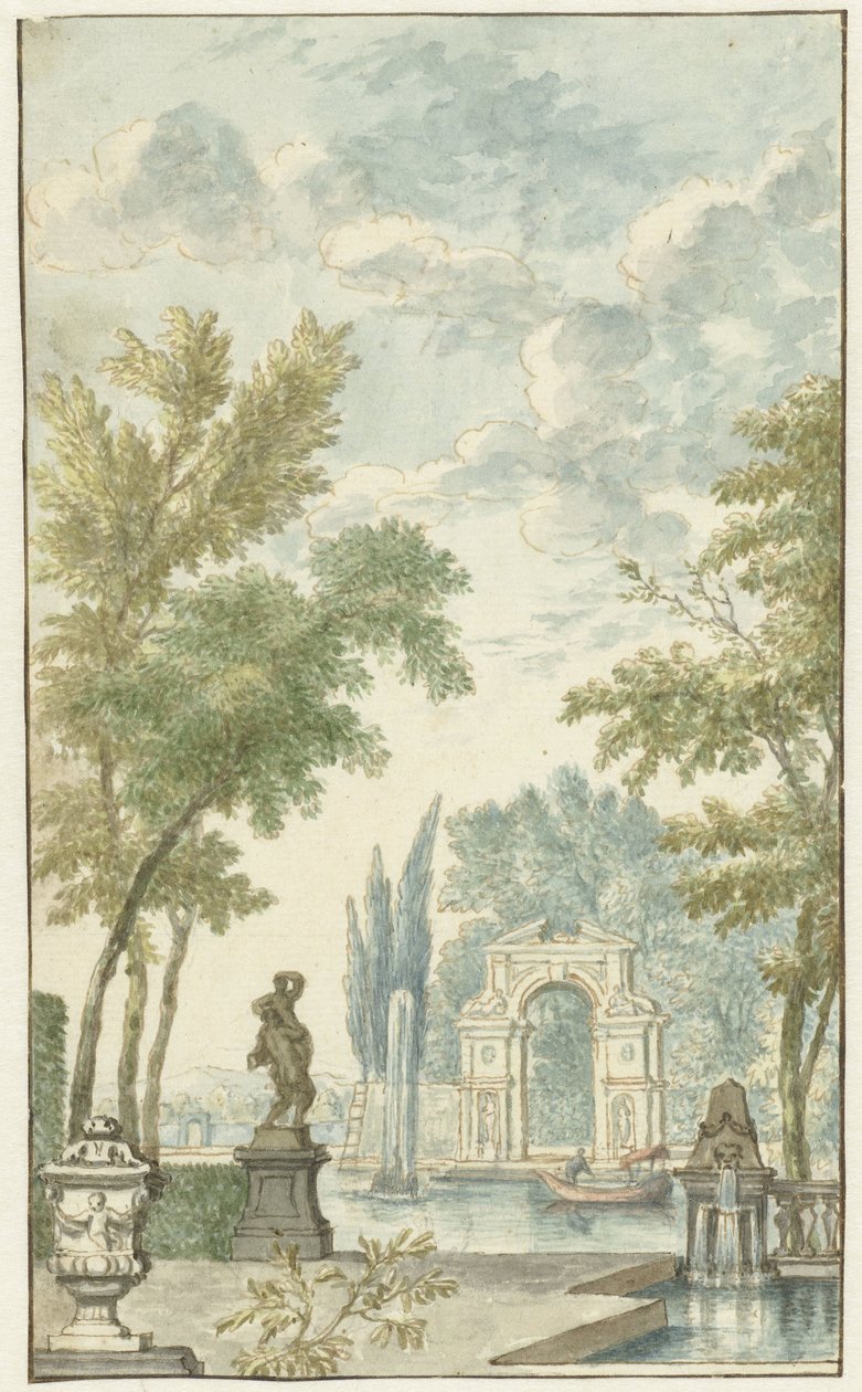 Zahrada s vodním prvkem od Hermanus Petrus Schouten (possibly)