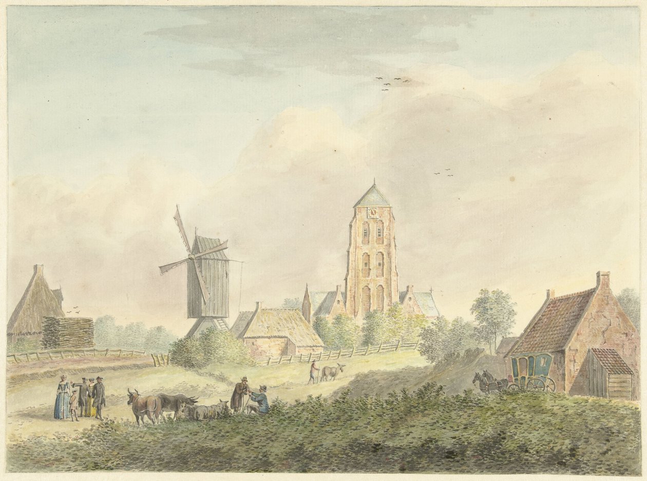 Kostel vesnice Westkapelle na Zélandu od Hermanus Petrus Schouten