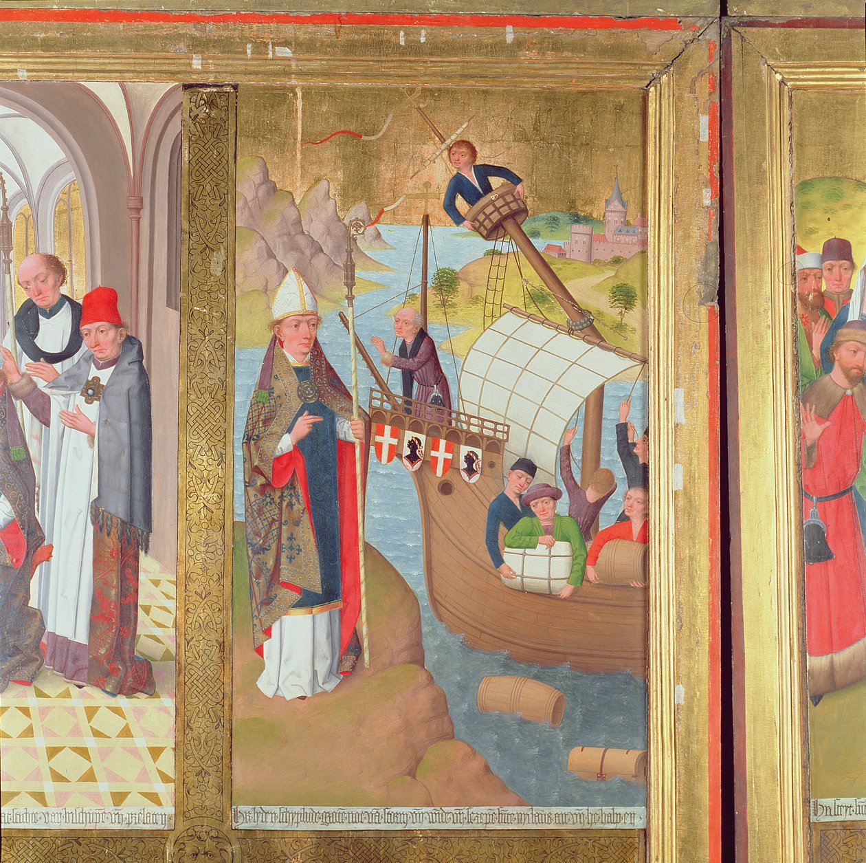 Mikuláš zachraňující loď, z hlavního oltáře kostela sv. Mikuláše, 1481 (detail) (viz 197688-89, 197691-92) od Hermen Rode