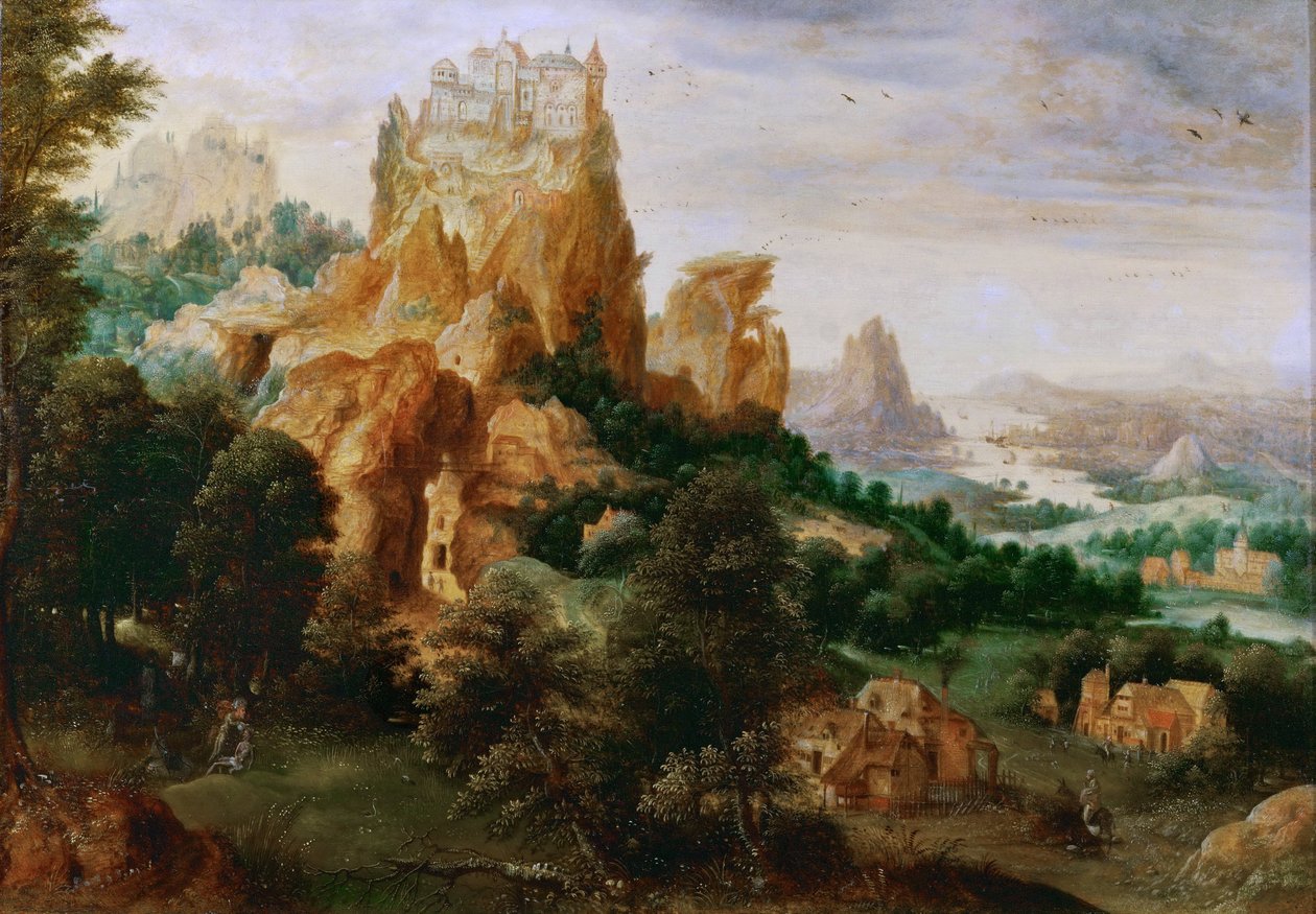 Paysage avec la parabole du bon Samaritgain - Krajina s podobenstvím o milosrdném Samaritánovi - Henri de Herri met de Bles (1510-1550). Olej na dřevě, cca 1540. Rozměr: 29 x 42 cm. Uměleckohistorické muzeum, Vienne od Herri met de (c.1510 p.1550) Bles