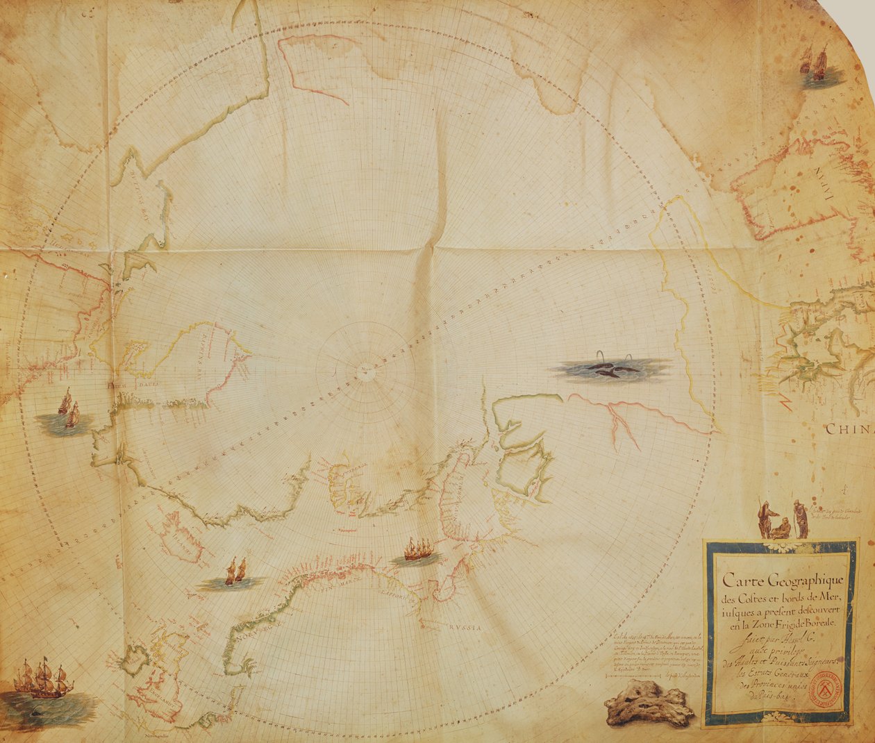 Ms. 1288 fol. 1 Polární záře, ze "Sbírky nizozemských námořních map od Hessel Gerritsz