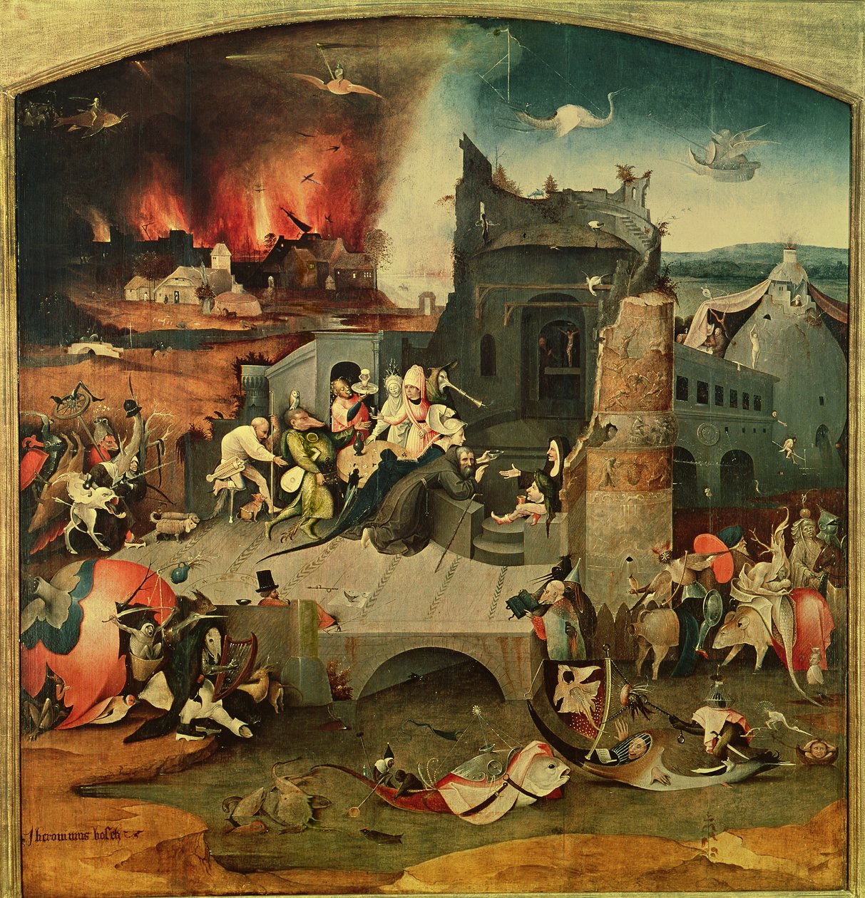 Centrální panel Triptychu Pokušení svatého Antonína (viz 159327) od Hieronymus Bosch