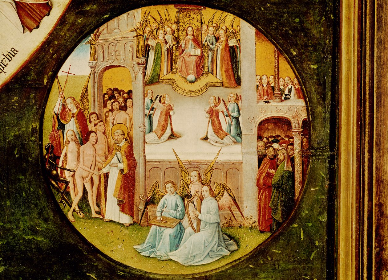 Ráj, detail ze stolu sedmi smrtelných hříchů a čtyř posledních věcí, c.1480 od Hieronymus Bosch