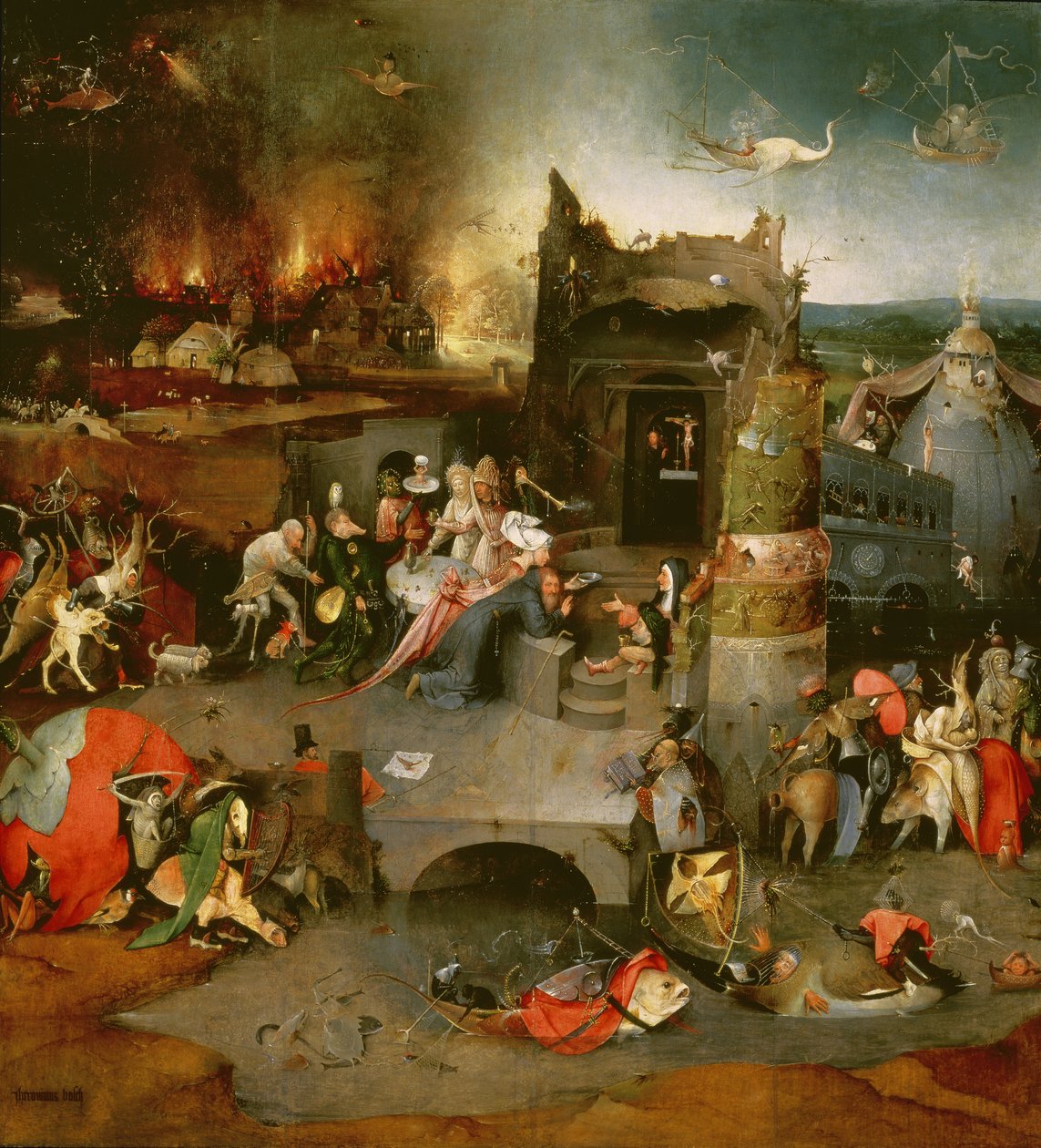 Pokušení svatého Antonína (střední panel) (detail 59834) (viz také 35965, 44162, 59834, 67838, 67839 a 29108), od Hieronymus Bosch