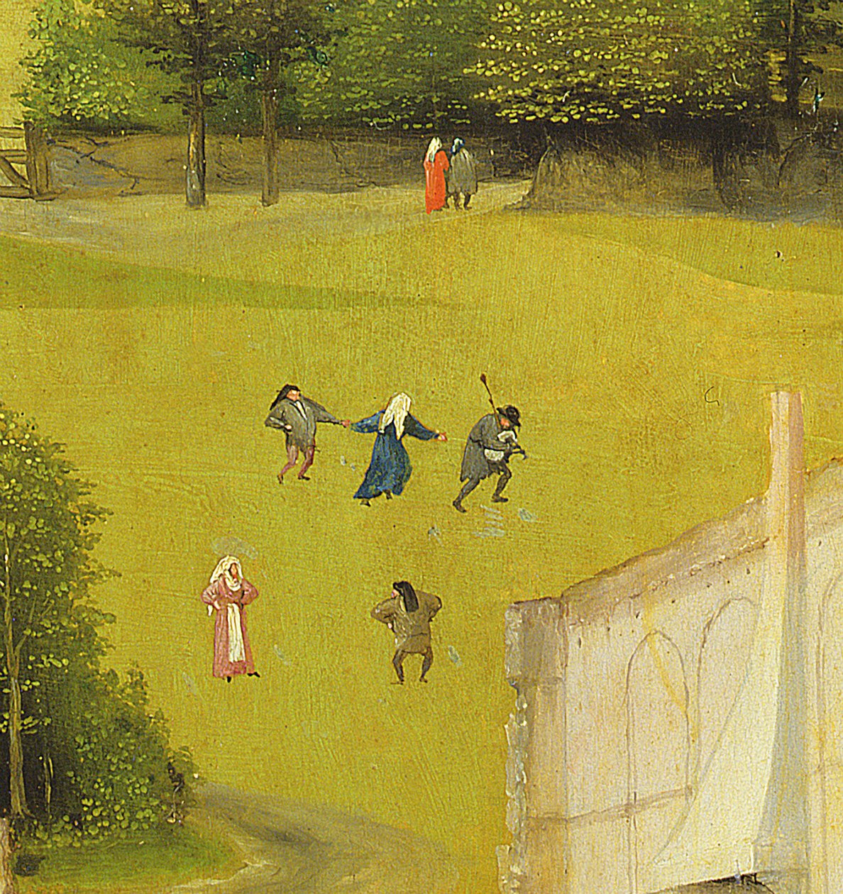 Klanění tří králů, detail obrázků na pozadí, 1510 olej na panelu detail 3427 od Hieronymus Bosch