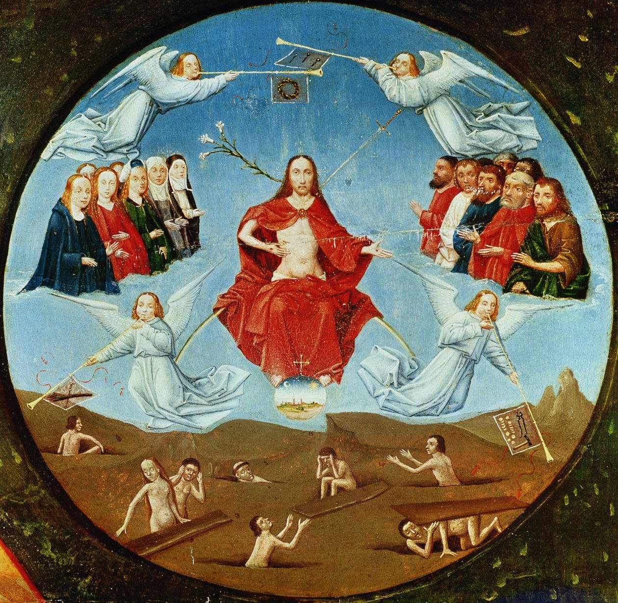 Soud, detail z tabulky sedmi smrtelných hříchů a čtyř posledních věcí, kolem roku 1480 od Hieronymus Bosch