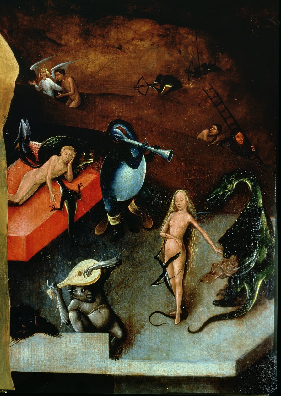 Poslední soud (oltářní obraz) (detail hudebních nástrojů) od Hieronymus Bosch