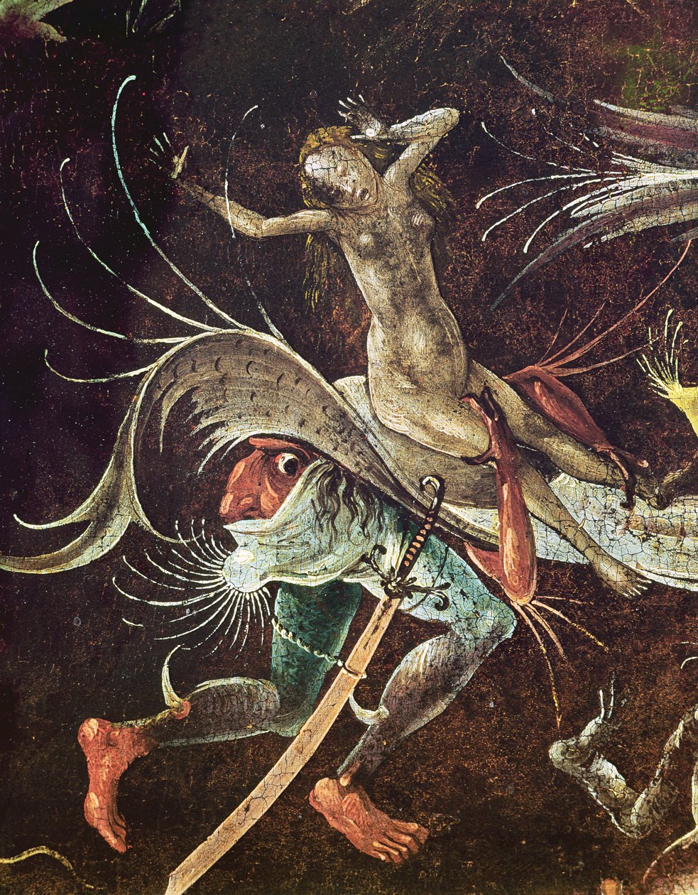 Poslední soud, detail ženy nesené démonem, asi 1504 od Hieronymus Bosch