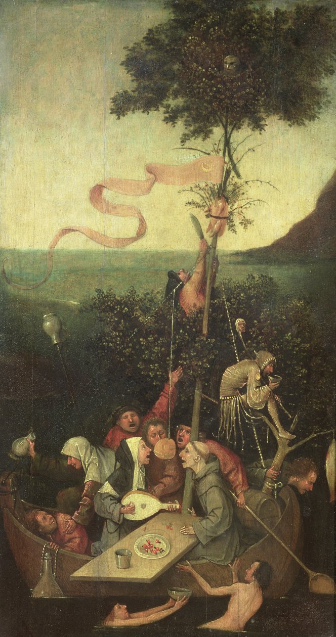 Loď bláznů, cca 1500 od Hieronymus Bosch