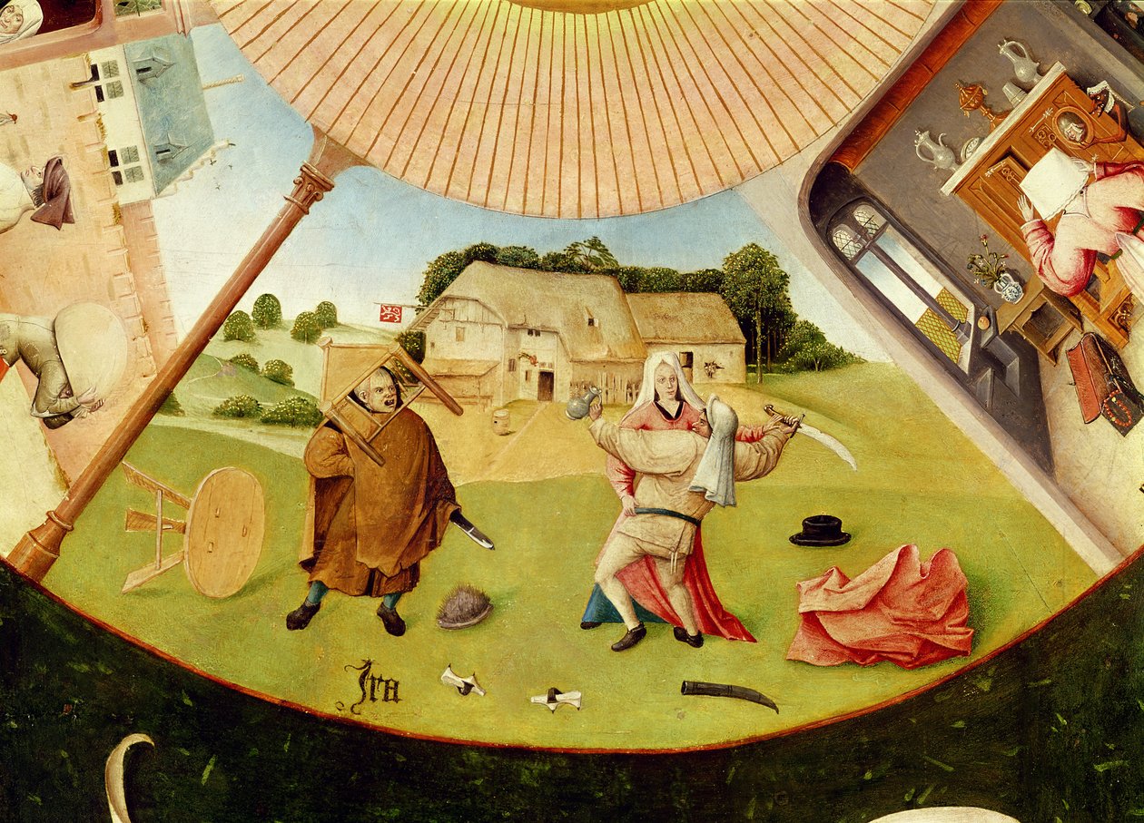 Hněv, detail z tabulky sedmi smrtelných hříchů a čtyř posledních věcí, kolem roku 1480 od Hieronymus Bosch