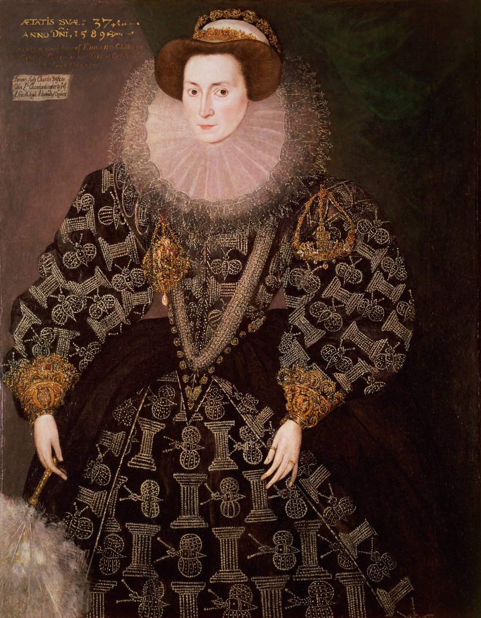 Frances Clinton, Lady Chandos (1552-1623), 1589 (olej na plátně přenesený z panelu) od Hieronymus Custodis