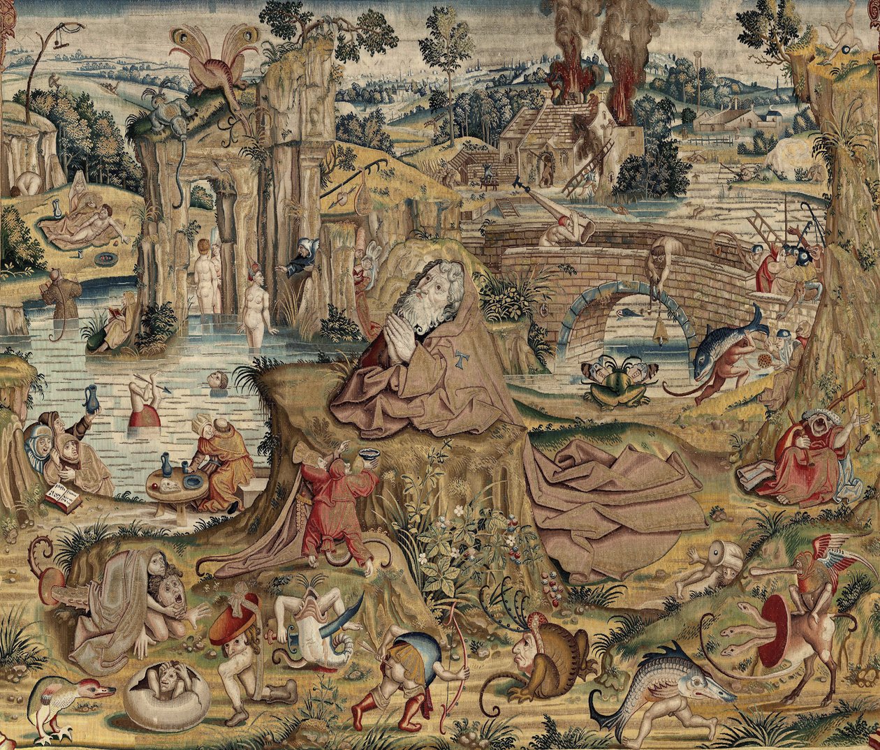 Tapisérie inspirovaná dílem Hieronyma Bosche, kolem roku 1560 (zlato, stříbro, hedvábí a vlna) od Hieronymus (after) Bosch