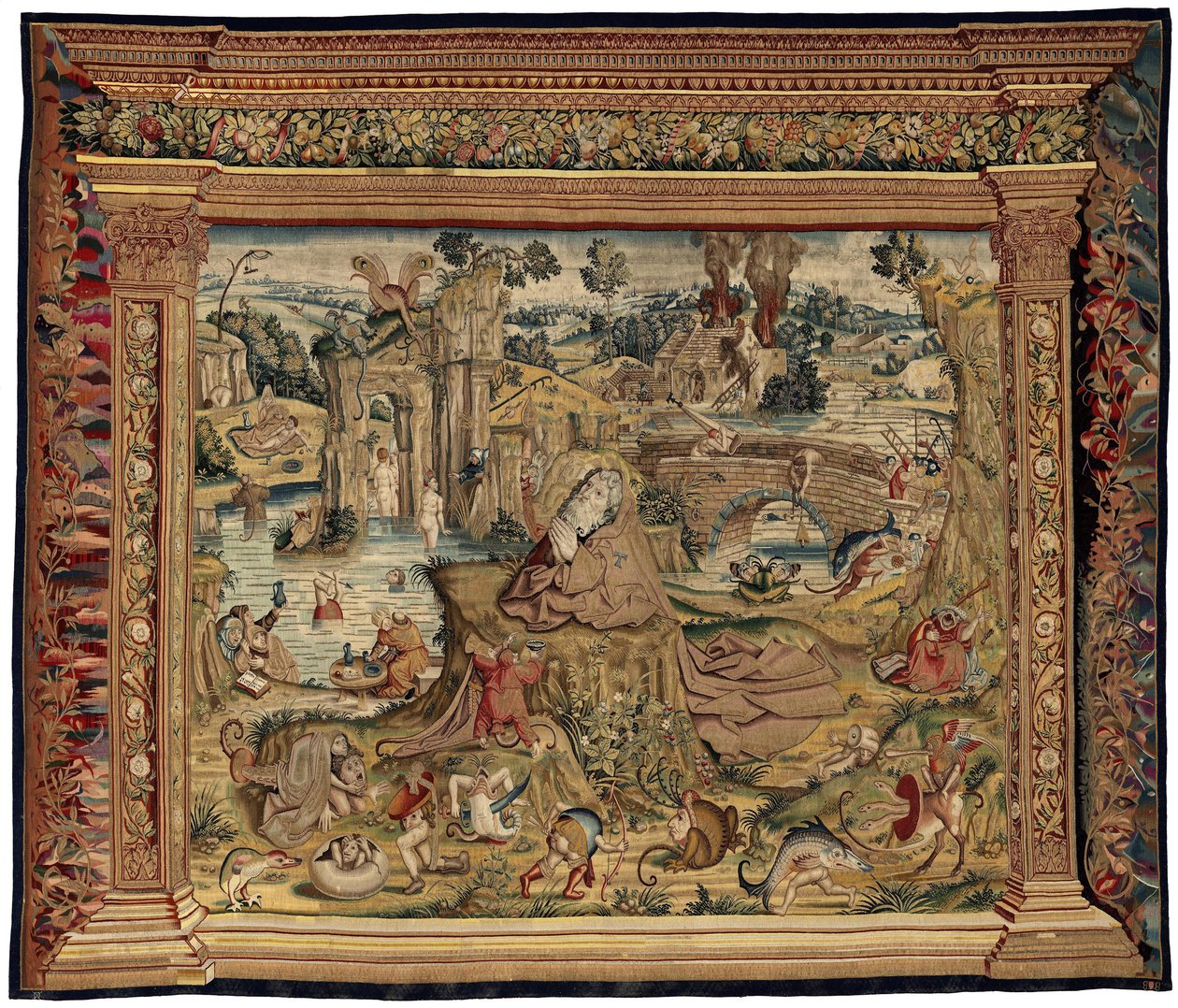 Tapisérie inspirovaná dílem Hieronyma Bosche, kolem roku 1560 (zlato, stříbro, hedvábí a vlna) od Hieronymus (after) Bosch