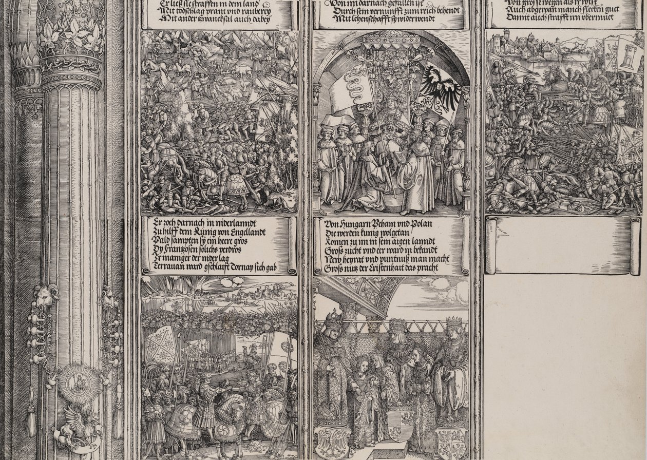 Maxmiliánovo spojenectví s Jindřichem VIII., Dvojitá svatba ve Vídni, Tažení v Gelde..., 1515. od Hieronymus Andreae