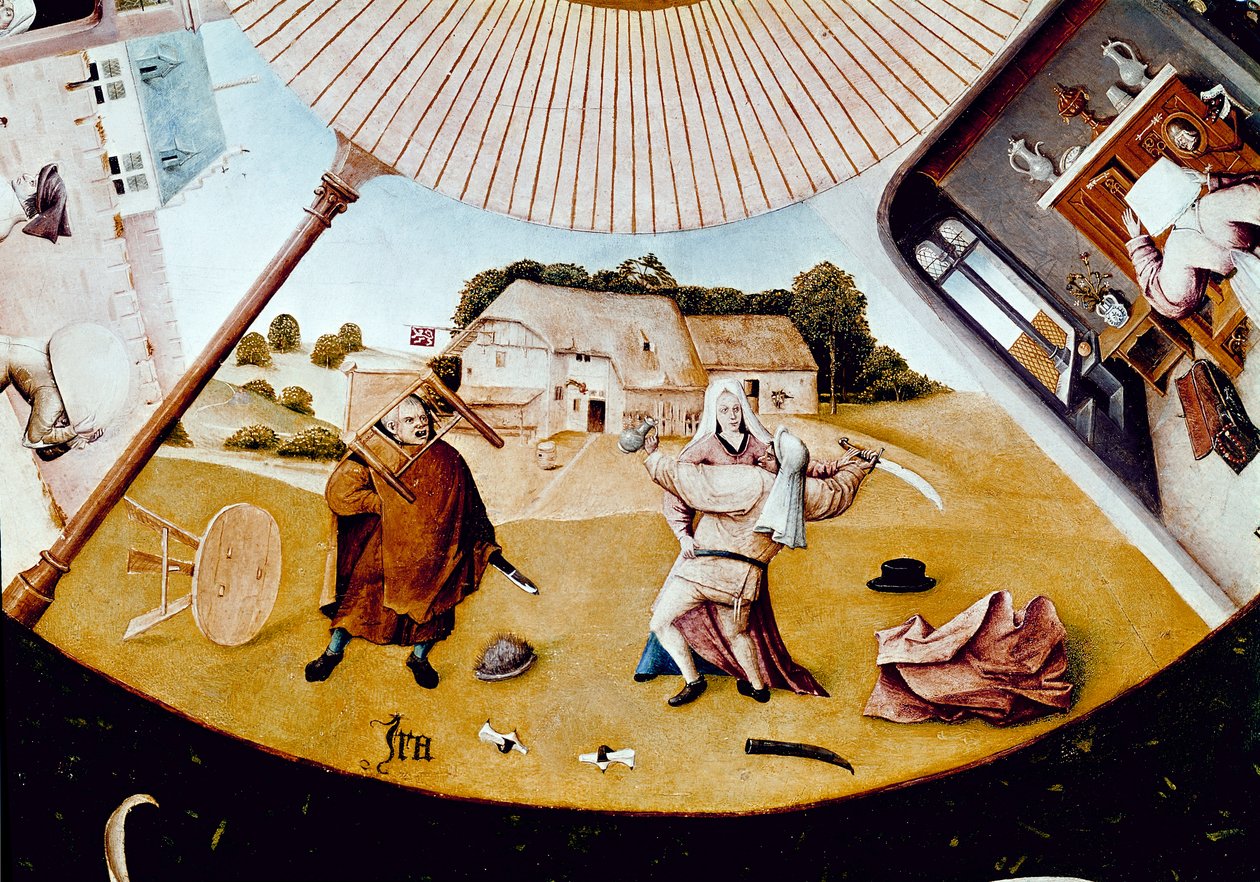 Hněv. Detail Sedmi smrtelných hříchů a Čtyři poslední věci (olej na panelu od Hieronymus Bosch