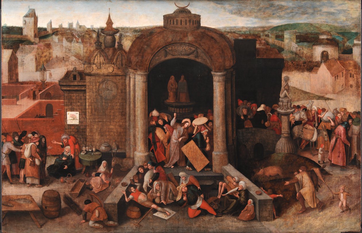 Kristus vyhání obchodníky z chrámu od Hieronymus Bosch