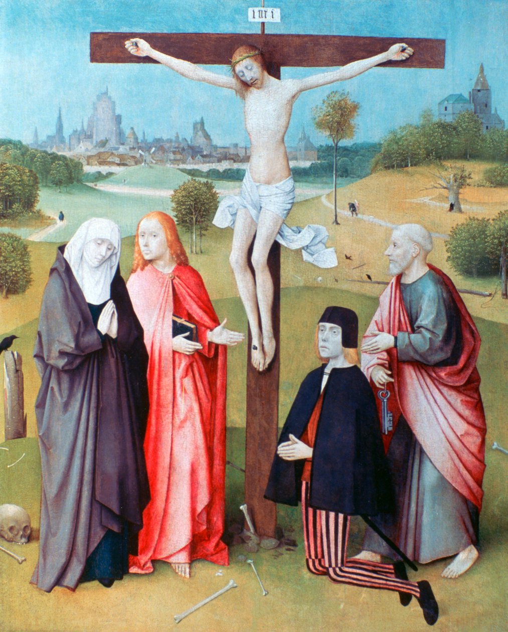 Kristus na kříži s dárci a svatými, c1480-1516 od Hieronymus Bosch