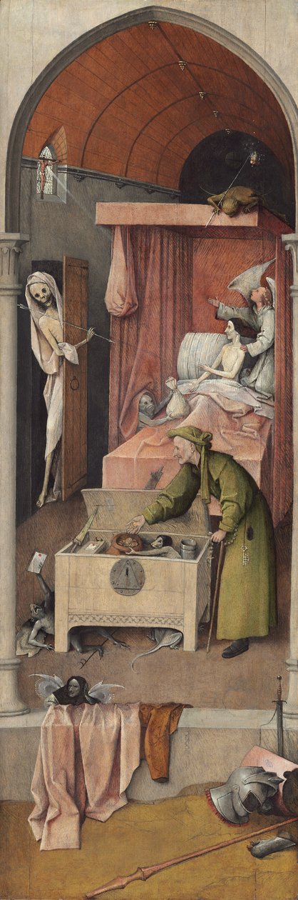 Death and Lakomec, kolem 1485-90 (olej na panelu) od Hieronymus Bosch