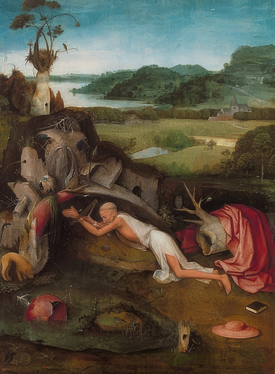 Svatý Jeroným v poušti. Kolem roku 1490 od Hieronymus Bosch