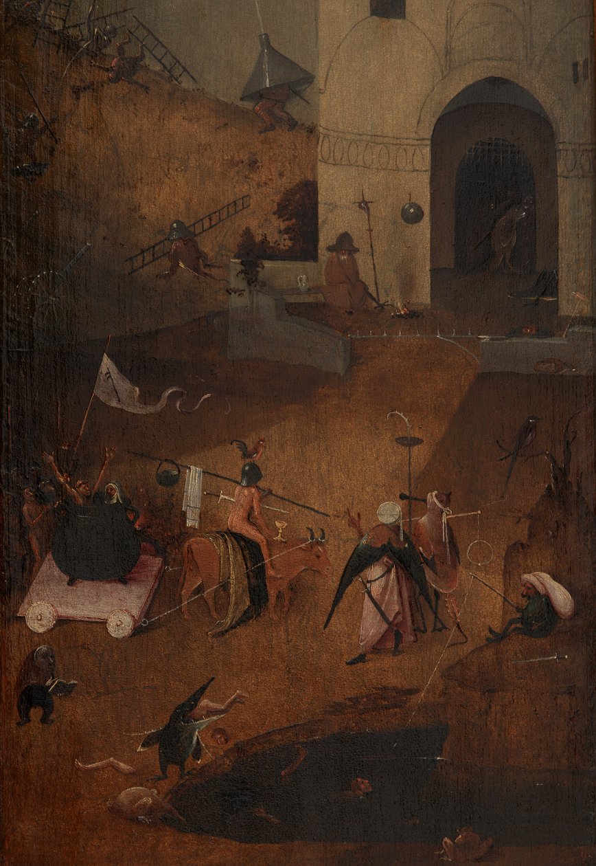 Detail pravého panelu Posledního soudu (olej na panelu) od Hieronymus Bosch