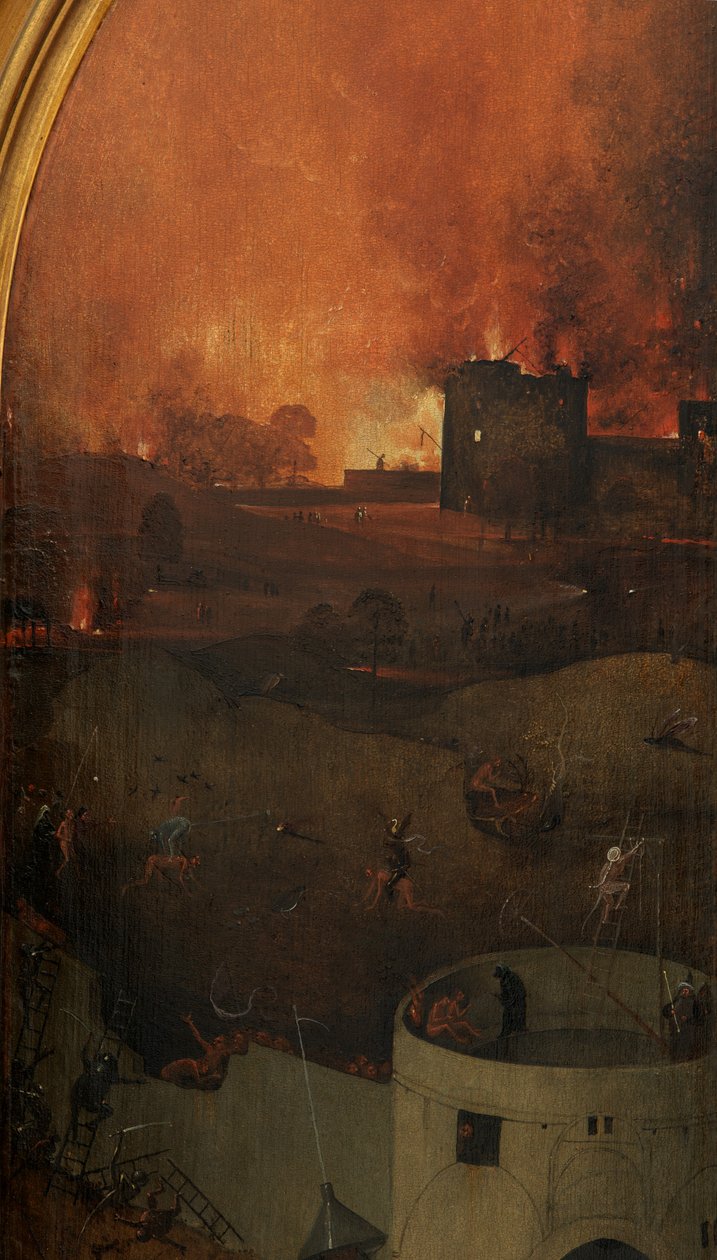 Detail pravého panelu Posledního soudu (olej na panelu) od Hieronymus Bosch