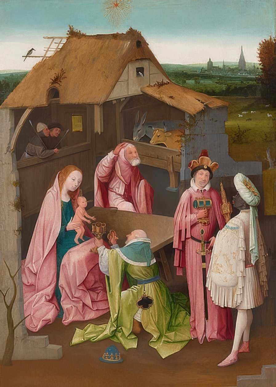 Klanění tří králů. Kolem 1490-1510 od Hieronymus Bosch