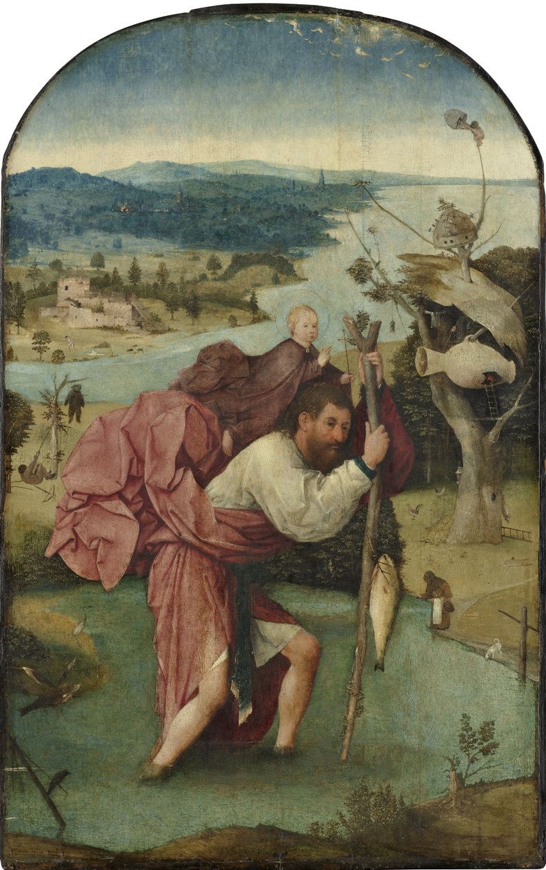 Svatý Kryštof nesoucí dítě, asi 1500 (olej na desce) od Hieronymus Bosch