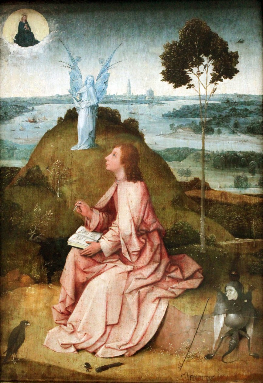 Svatý Jan Evangelista na Patmosu Alternativní názvy:   Svatý Jan na Patmosu Svatý Jan na Patmosu od Hieronymus Bosch