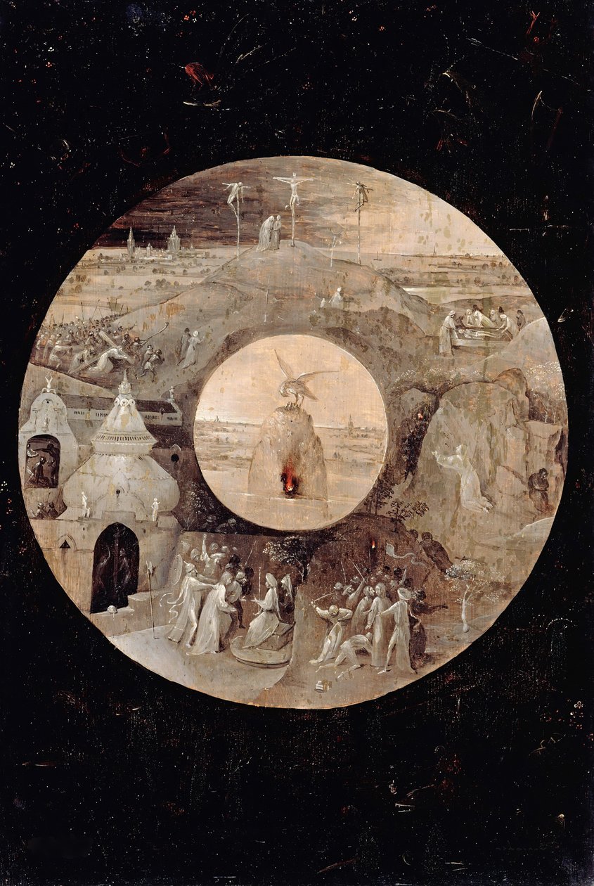 Svatý Jan Evangelista na Patmosu Zadní strana. Umučení Krista, c. 1505 od Hieronymus Bosch