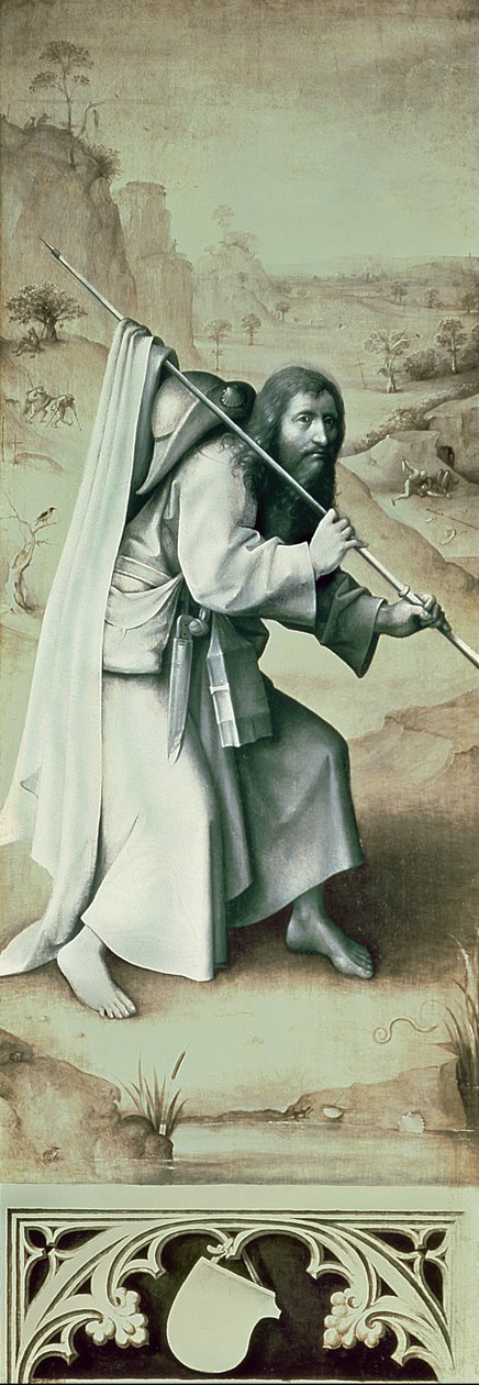 Svatý Jakub Větší, Exteriér levého křídla oltářního obrazu Posledního soudu od Hieronymus Bosch
