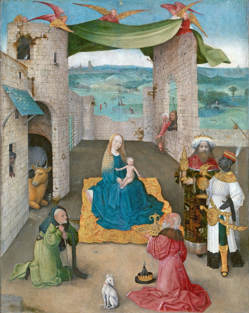 Klanění tří králů, kolem roku 1475 (olej a zlato na dubu) od Hieronymus Bosch